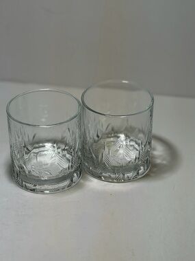 Grey GooseVodka Set of 2 Lowball Rock Glasses Etched Barware Clear 10oz Cocktail